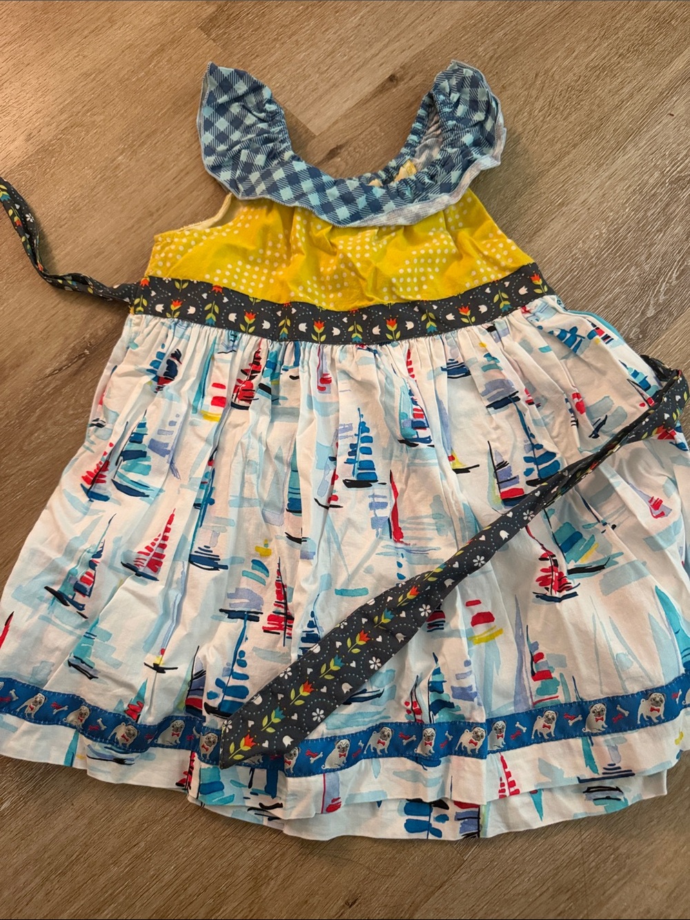 Matilda Jane Platinum Girls Sailboat Top with Yellow Bodice